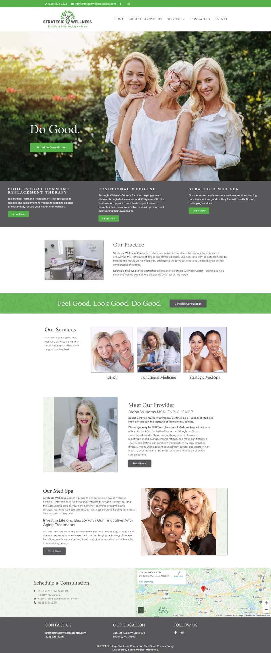 Strategic Wellness Center and Med-Spa Homepage Screenshot