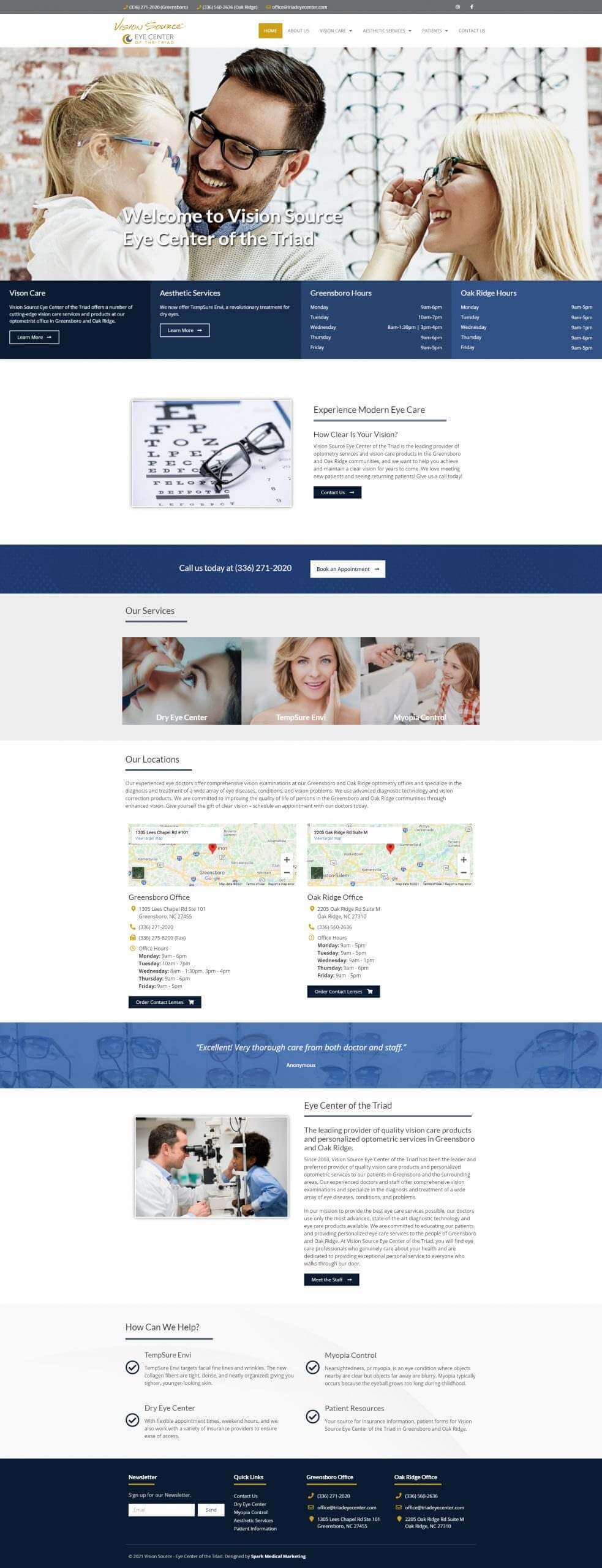 Vision Source - Eye Center of the Triad Homepage Screenshot